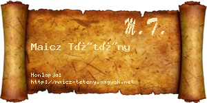 Maicz Tétény névjegykártya